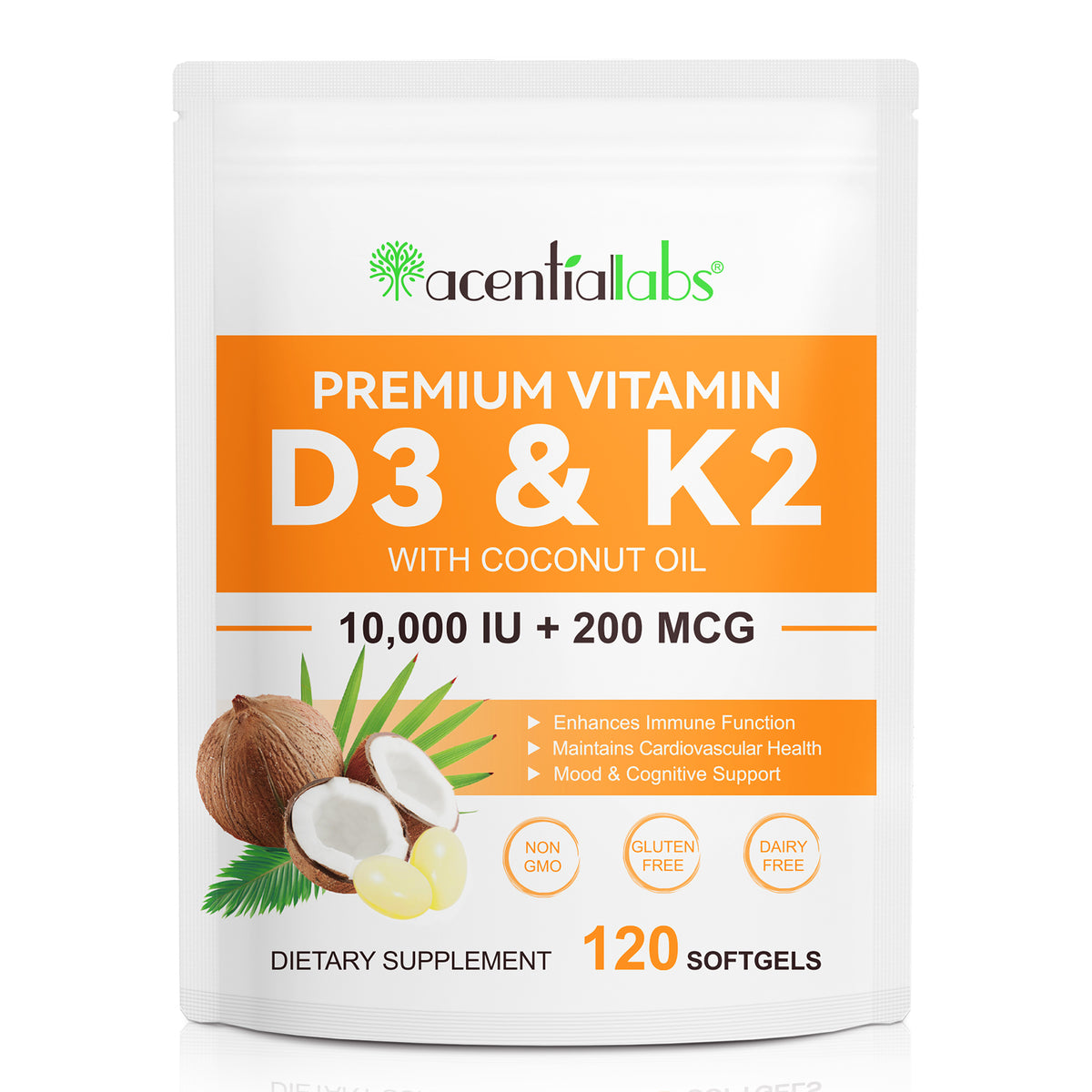 Vitamin D3 & K2 Coconut Oil Softgels